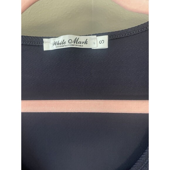 White Mark Jenara Above The Knee Long Sleeve Navy Skater Dress Scoop Neckline - Picture 5 of 5